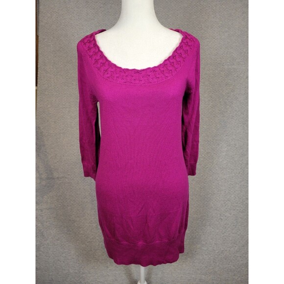 NWT Vertigo Paris Fushia Sweater Dress Tunic Womens Medium Wool Cashmere Luxury - Picture 2 of 10